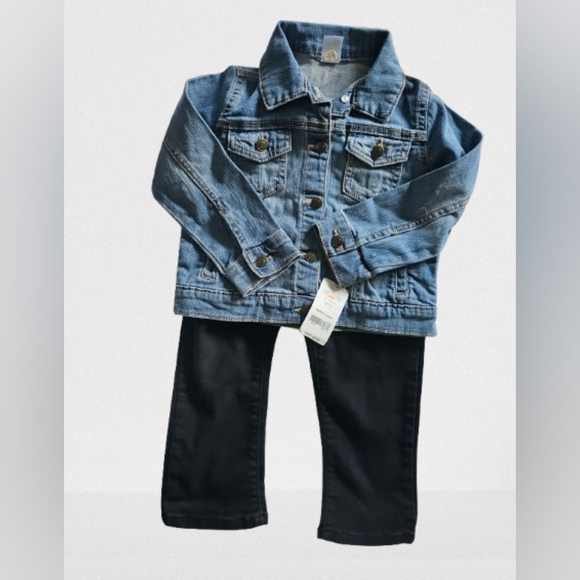 Kids 3t Bundle Nwt Denim Jacket with Black Denim Pants Set Lazer Carters 2pc Set - Picture 2 of 7
